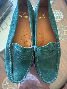 Bass and Madewell Weejuns Forest Green Suede Sz 8